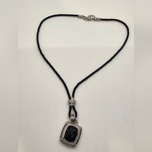 Judith Ripka Black and Silver Pendant Necklace.